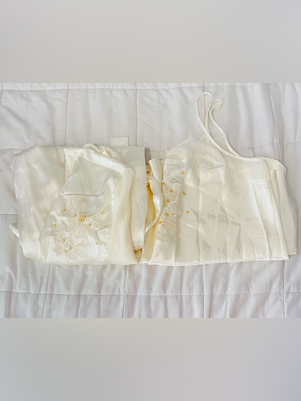 Etonne by Sara Richard’s Vintage Embroidered Satin Camisol Pajama Set